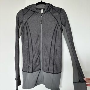 Lululemon Daily Practice Zip Hoodie Jacket Size 6 Gray Heathered Herringbone